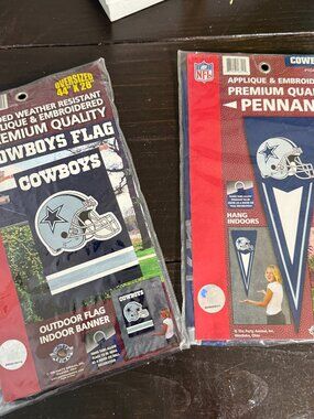 Dallas Cowboys LOT Banner 2x4 Pennant Man Cave Flag Retro Embroidered Applique